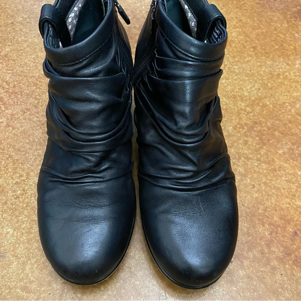 Dansko Heeled Boots Black Runched Buffy Zip Ankle Size EU41 US10 - Picture 3 of 15